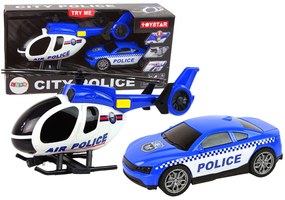 Lean Toys Súprava policajného auta s helikoptérou