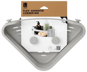 Sivá rohová samodržiaca kúpeľňová polička z recyklovaného plastu Flex Adhesive – Umbra