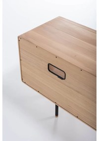 TV stolík z dubového dreva v čierno-prírodnej farbe 150x64 cm Fina – Gazzda