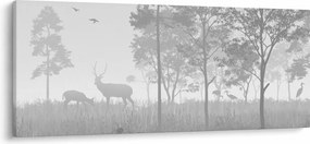 Obraz - Lúka s jeleňami (120x50 cm)