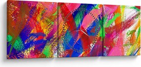 Obraz - Farebná abstrakcia (s hodinami) (90x30 cm)