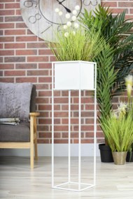 KOVOVÝ KVETINÁČ SO STOJANOM PLAIN 90X24 CM BIELA