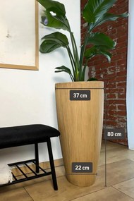 Kvetináč CITY, sklolaminát, výška 80 cm, béžový, vrúbkovaný