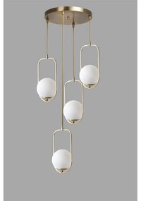 Závesné svietidlo v bielo-zlatej farbe so skleneným tienidlom ø 30 cm Ahu – Opviq lights