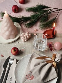 Broste Vyšívaný obrúsok Fryd Light Warm Grey – set 4 ks