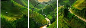 Obraz - Ryžové terasy Mu Cang Chai (s hodinami) (90x30 cm)