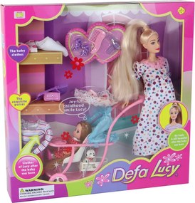 LEAN Toys Bábika tehotná Lucy so súpravou doplnkov XXL
