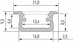 Led-Labs LED profil LUMINES typ B strieborný elox 1m