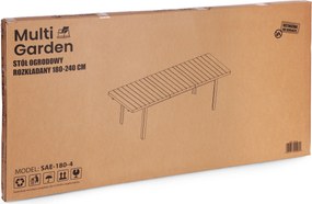 MultiGarden Skladací záhradný stôl 180-240 cm až pre 12 osôb HDPE oceľ sivá MultiGarden