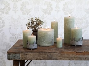 Zelená široká sviečka Rustic pillar verte - Ø 7*10cm/ 40h