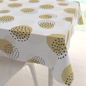 Biante Teflónový štvorcový obrus TF-059 Okrové a svetlo marhuľové bodkované kruhy na bielom 130x130 cm