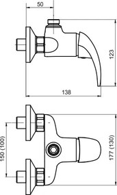 Novaservis Metalia 55, sprchová batéria horný vývod 150 mm, chrómová, 55062/1,0