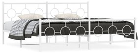 Kovový rám postele s čelom a podnožkou biely 200x200 cm 376300