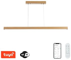 Brilagi -LED Stmievateľný luster na lanku OAK SMART LED/30W/230V Wi-Fi Tuya dub+diaľkový ovládač