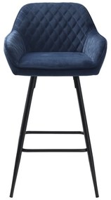 Modrá zamatová barová stolička (výška sedadla 67 cm) Milton – Unique Furniture
