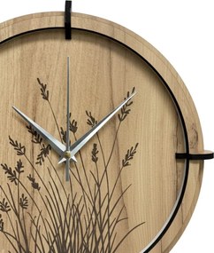 Drevené nástenné hodiny s prírodným motívom Dizajnová dekorácia | SENTOP HDF0587-GOLD-OAK