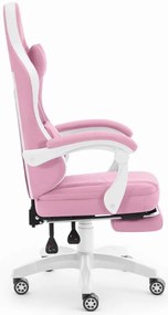 Pohodlná herná a kancelárska stolička HC-1015 s podnožkou - ružová