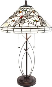 Stolní lampa Tiffany White Dragonfly - 41x69 cm E27/max 2x40W