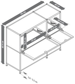 Odkladacia skrinka »CN3« so 4 výklopnými dvierkami, sivá