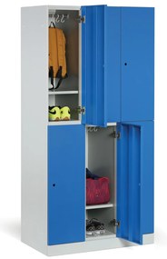 Šatníková skrinka s úložnými boxmi, 6 boxov, 1850 x 900 x 500 mm, demont, cylindrický zámok, tmavosivé dvere
