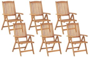 Sada 6 záhradných stoličiek z akáciového dreva JAVA Beliani