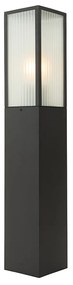 Stojaca vonkajšia lampa čierna s rebrovaným sklom 80 cm IP44 - Charlois