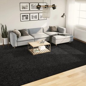 Chlpatý koberec vysoký vlas moderný čierny 300x400 cm 375286