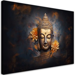 Obraz na plátně, zlatá socha buddhy - 90x60 cm