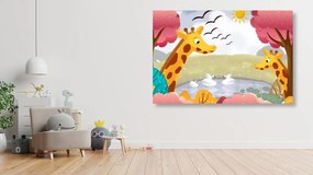 Obraz žirafy pri jazierku - 90x60