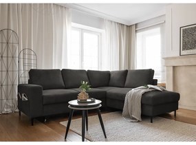Tmavosivá menčestrová rozkladacia rohová pohovka (pravý roh) Lofty Lilly – Miuform