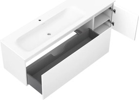 Mexen Orio, kúpeľňová skrinka 160 cm s umývadlom Vela vľavo, 1S, 1D, biela matná, 91A13-16047-3-BBFF01-W23L01