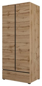 Šatníková skriňa Crossroad S18 (dub wotan + čierna). Akcia -10%. Vlastná spoľahlivá doprava až k Vám domov. 1118252