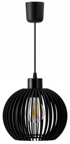 BERGE LED stropné svietidlo E27 drevená guľa čierna
