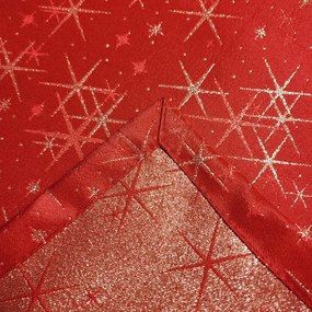 Vianočný behúň na stôl červený so zlatými hviezdami