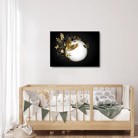 Sklenený obraz - Guľa so zlatými motívmi (70x50 cm)