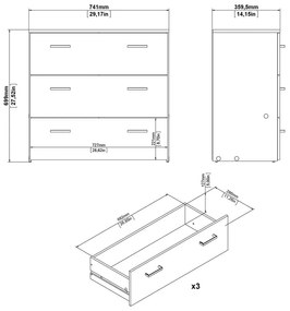 Biela nízka komoda 74x70 cm Space – Tvilum