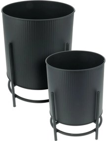 Súprava kovových stojanov na kvety Celano čierna, 2 ks