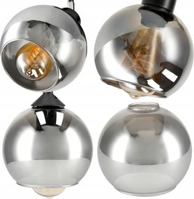 Sklenená stropná lampa s LED žiarovkami, 4xe27 - dymová guľa