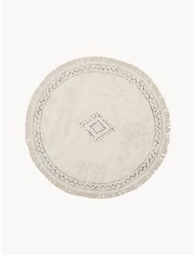 Ručne tkaný okrúhly bavlnený koberec so strapcami Fionn