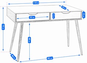 Dekorstudio Písací stôl v škandinávskom štýle s dvomi zásuvkami