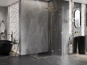Mexen Lunar T, výklopný sprchový kút pravý 110 x 100 cm, 8mm číre sklo, zlatý profil, 834T-110-100-50-00-P