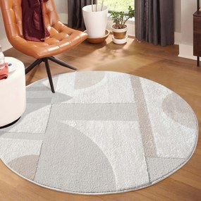 Dekorstudio Moderný okrúhly koberec LOUNGE 9992 - krémový Priemer koberca: 160cm
