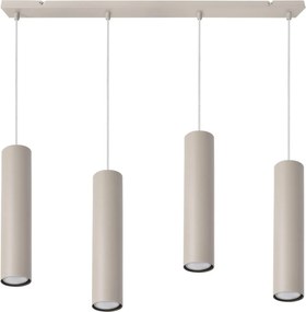 Závesné svietidlo Tuba, 4x béžové kovové tienidlo