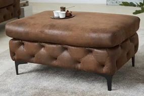 Dizajnový taburet na sedenie Barock Style hnedá mikrovlákno 90cm