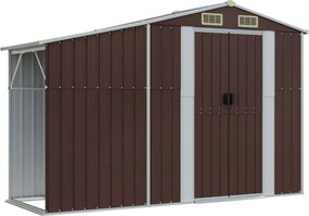 vidaXL Záhradná kôlňa hnedá 277x93x179 cm pozinkovaná oceľ