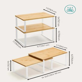 Sada bambusových organizérov CEZAR, 4ks, hnedá/biela SongmicsHome