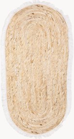 Ručne tkaný oválny bambusový koberec so strapcami Natura