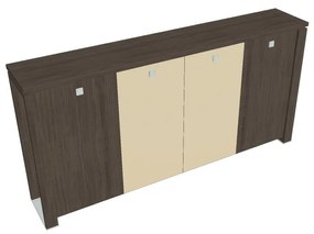 Stredná šatníková skriňa Verno+ S 260 x 46 x 130 cm, kombinované dvere, dub antracit / vanilka