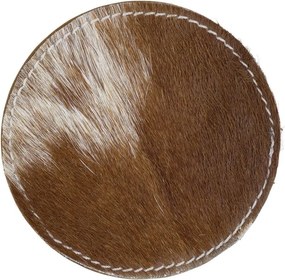 4ks hnedo bielych okrúhlych podtáciek v stojane z hovädzej kože - 11 * 11 * 3cm / 10 * 10 * 0,5cm