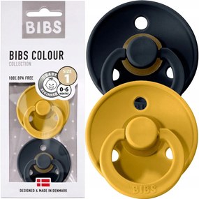 Kaučukové cumlíky BIBS Colour 0m+ 2ks Farba: čierna-horčicová